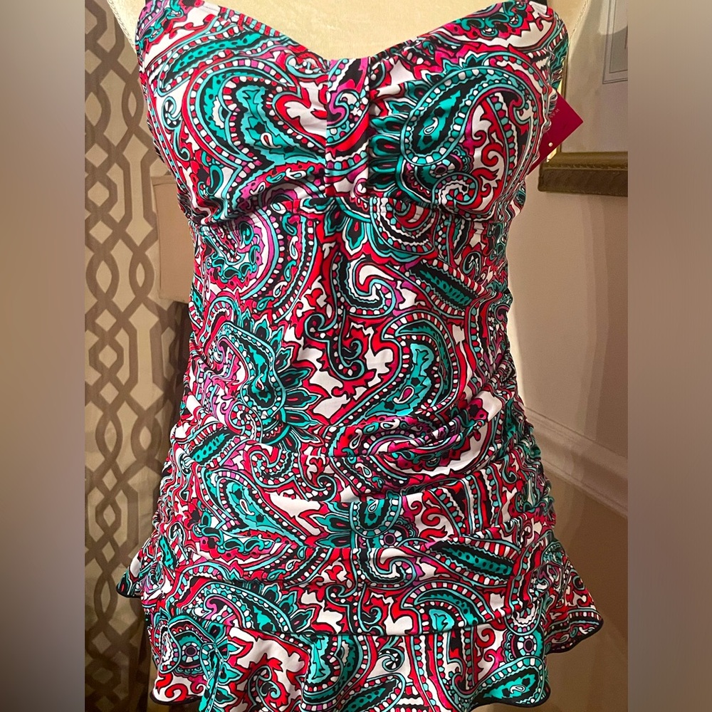 Multi Paisley Tankini Swim Top